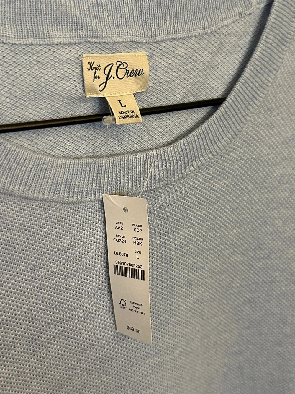 J. Crew Light Blue Knit Short-Sleeve Tee